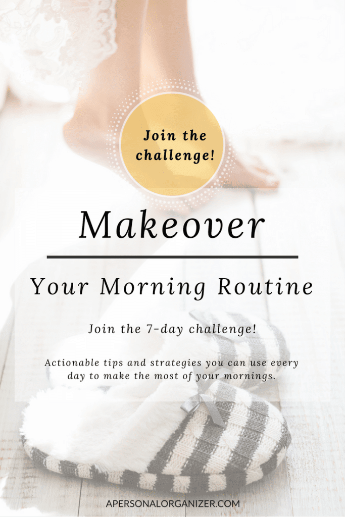 A light-themed advertisement features a person in white lifting a blanket, promoting a "Makeover Your Morning Routine" 7-day challenge. The ad includes a "Join the challenge!" button and promises actionable tips and strategies for transforming your morning routine effectively.