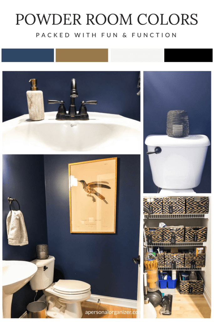 Montage of Images from a Navy Blue Powder Room - A Personal Organizer