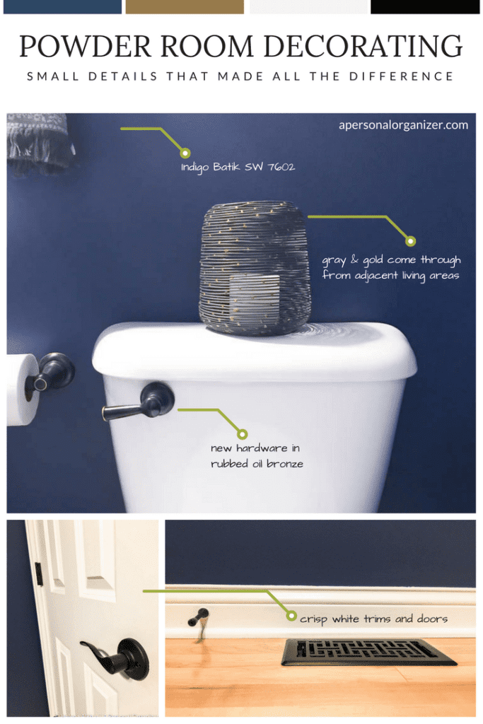 Montage of Bathroom with Indigo Batik Walls - A Personal Organizer