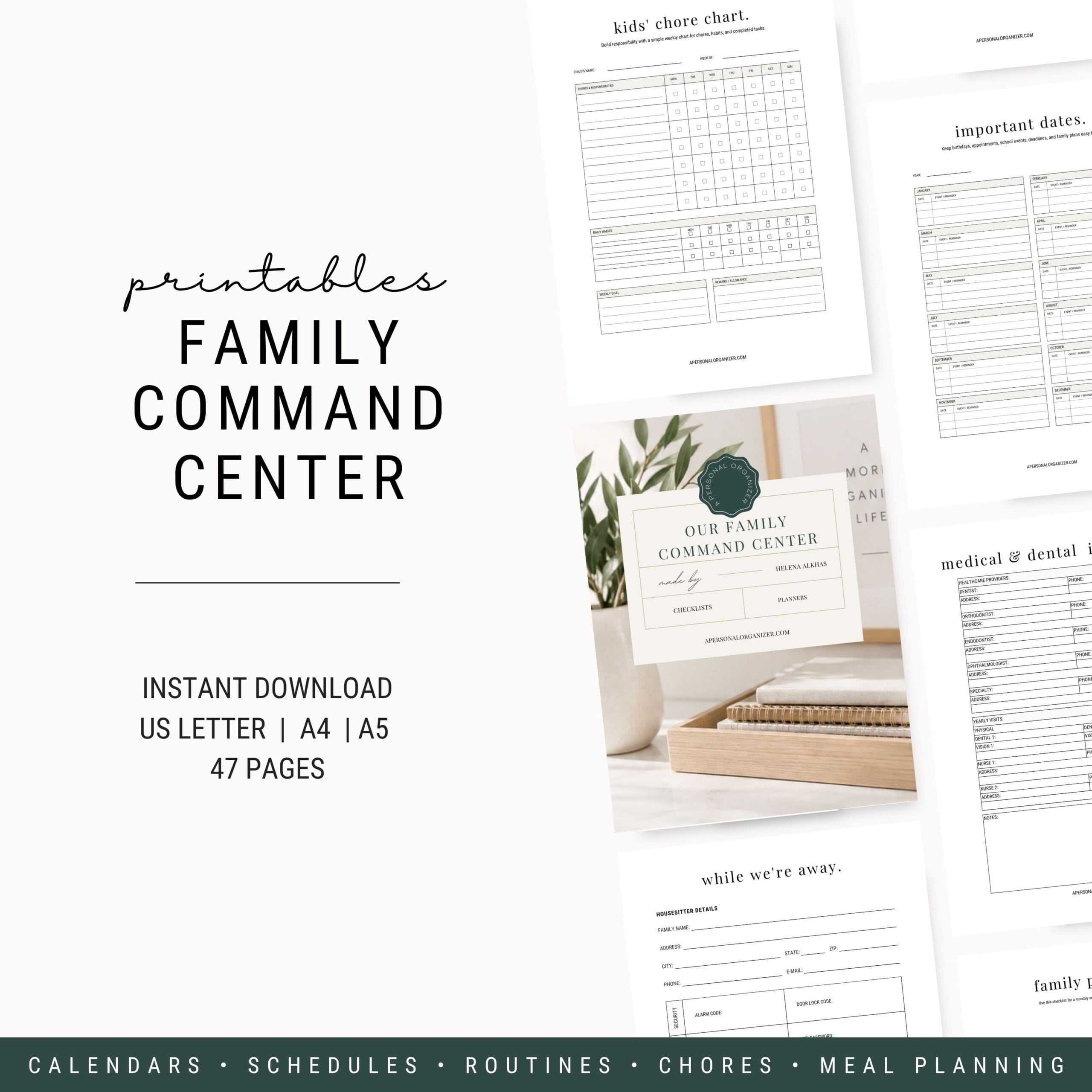 Family Command Center printable planner