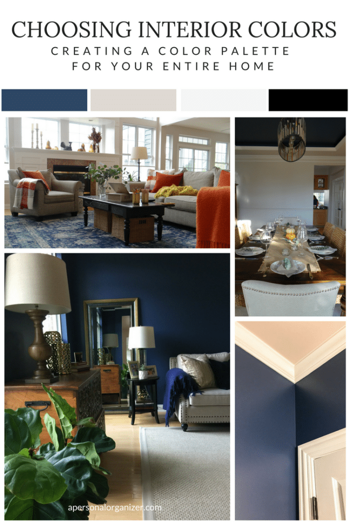 Selecting a color palette for your entire house. The colors we picked and how they look in each room. interior color selection moodboard